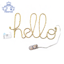 LED HELLO wire letter Sign gold